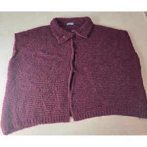 Elsamanda Italy Knit‎ Vest Top Cardigan Button Up Burgundy One Size
